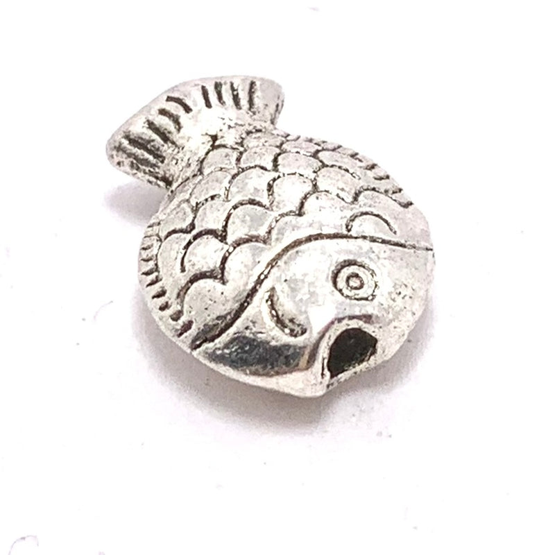 Silver Plated Small Fish Bead, 9x13mm