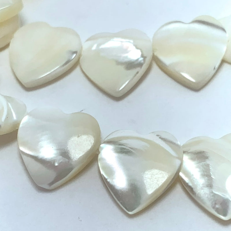 Mother of Pearl Heart Beads, 25mm