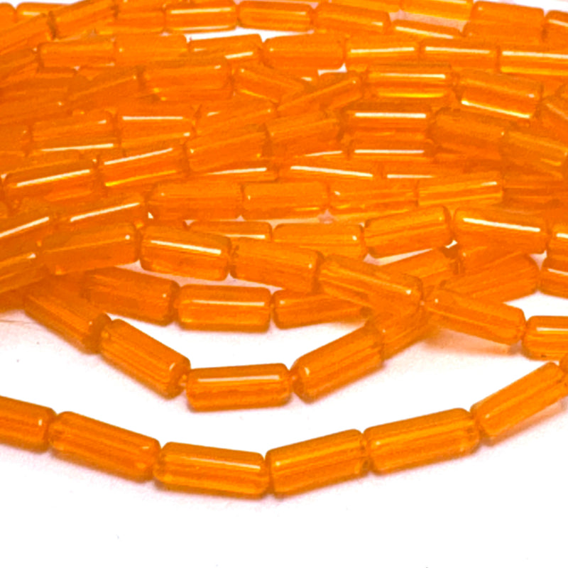 Orange Translucent Glass Tube Beads, 5x10mm