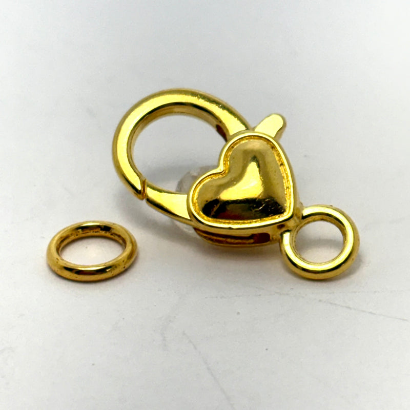 Heart Lobster Clasp, Gold Plated 26mm