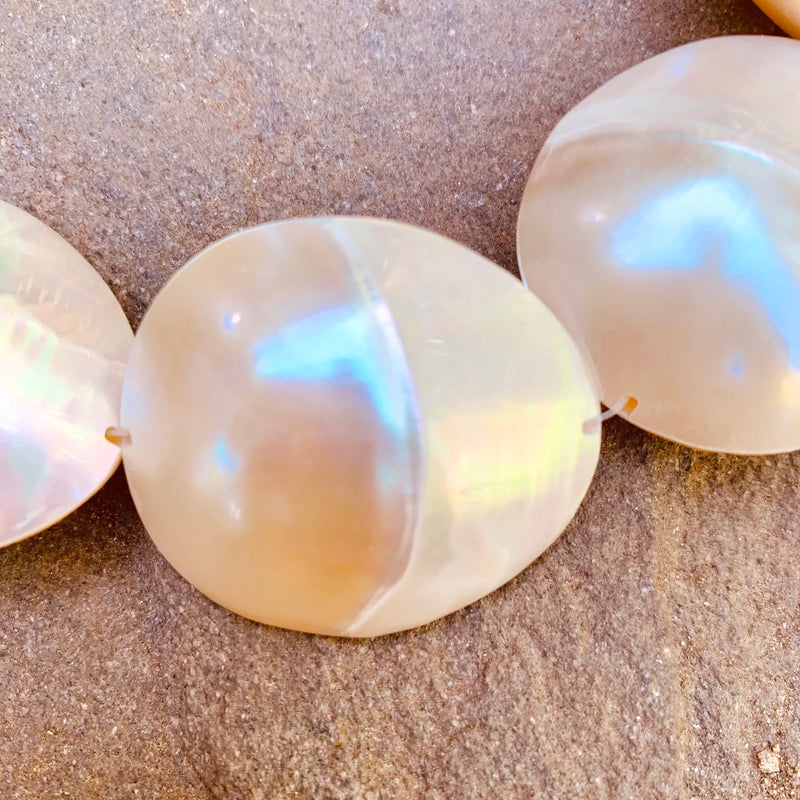 Philippine Shell Champagne Moonstone Beads – Semi-Round Shell Beads, 16-Inch Strand