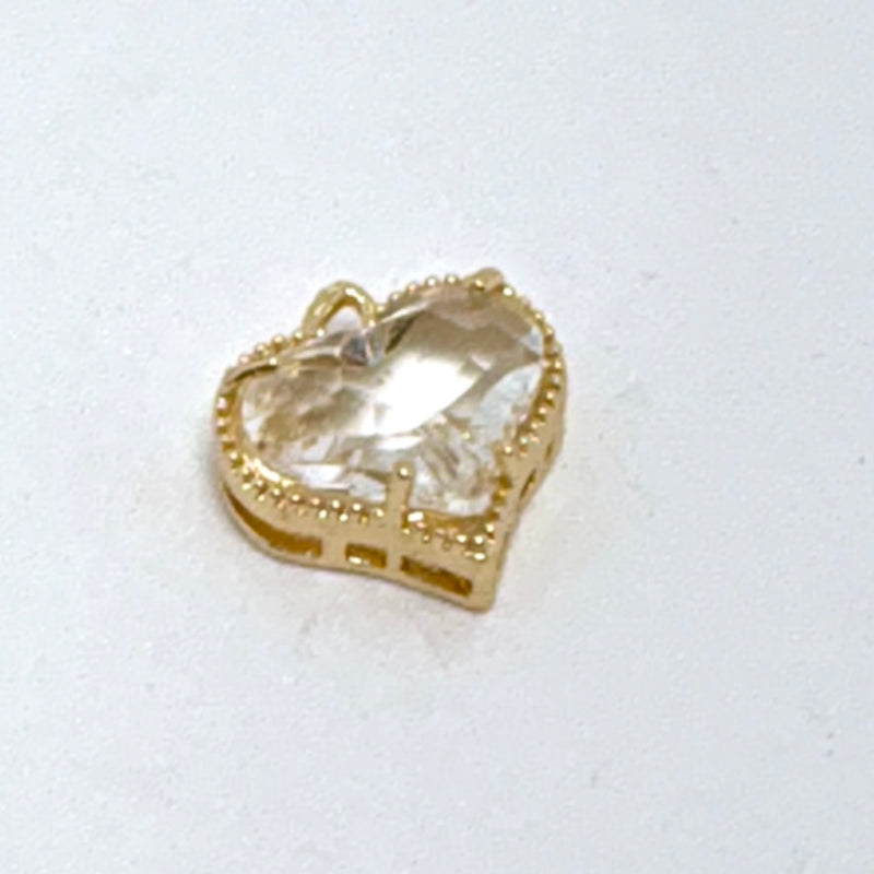 12mm Dainty Faceted Glass Heart Charm, Crystal