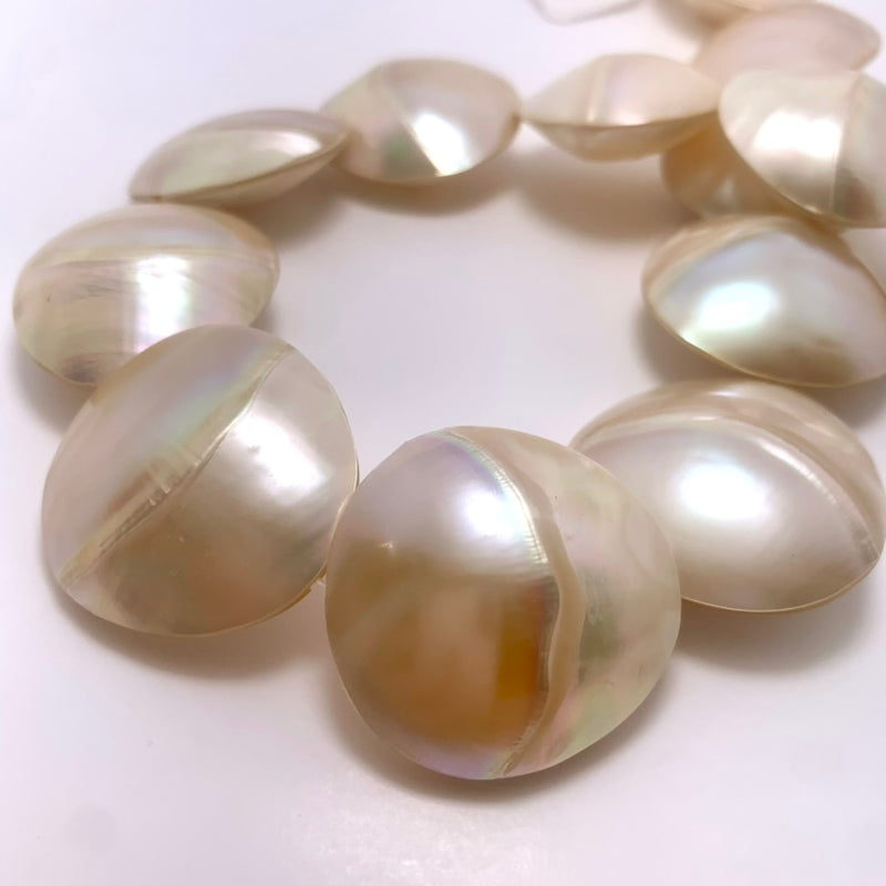 Philippine Shell Champagne Moonstone Beads – Semi-Round Shell Beads, 16-Inch Strand