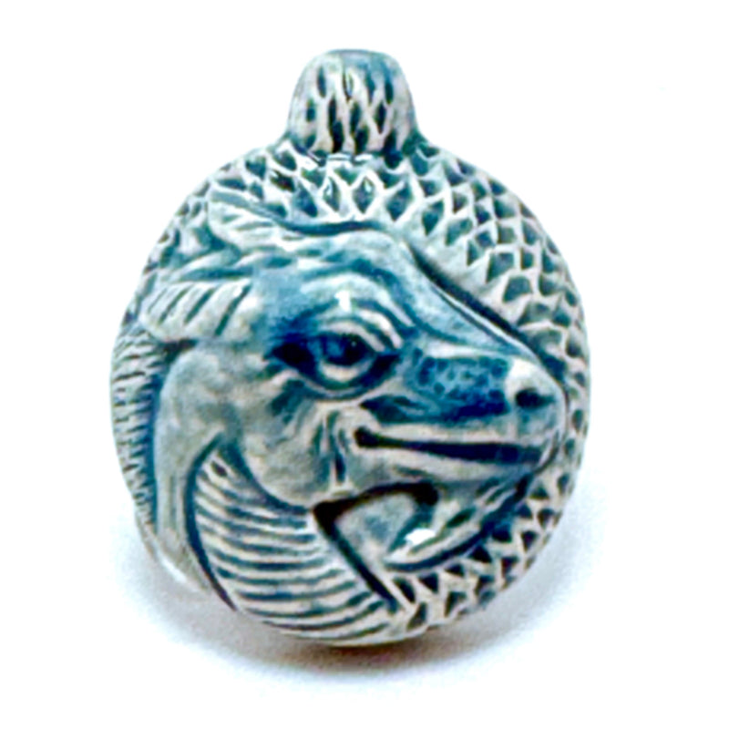 Dragon Head Peruvian Ceramic Raku Pendant, 32mm
