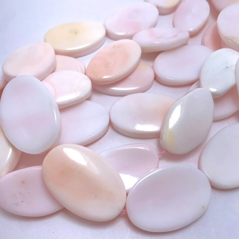 Natural Pale Pink Conch Shell Beads – Flat Oval 30x20mm