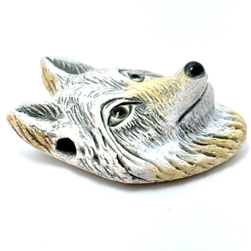 Peruvian Ceramic Wolf Head Bead