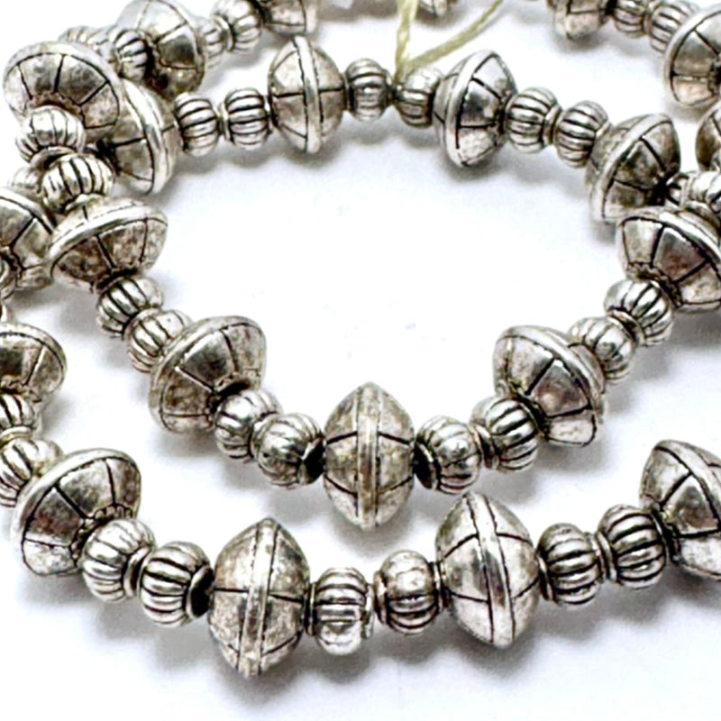 Textured Silver Plated Bali Style Beads, 4-8mm