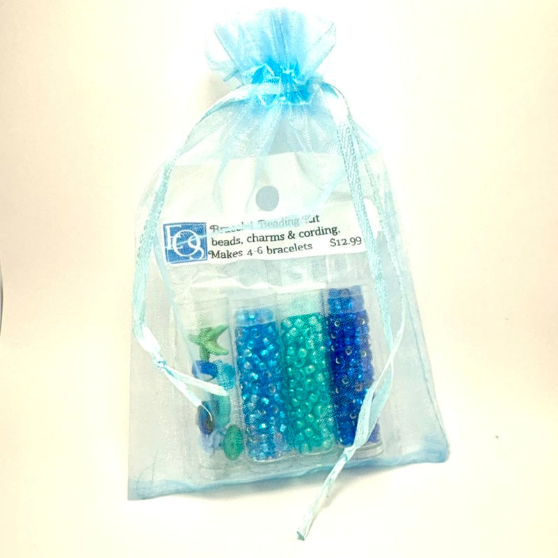 Beaded Bracelet Making Kit – DIY Jewelry Craft Kit for All Ages, Blues & White