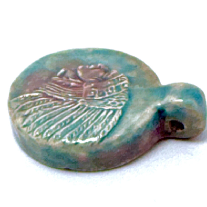 Chief Head Peruvian Ceramic Raku Pendant, 28mm