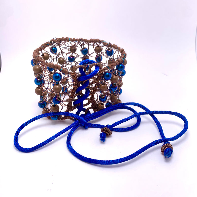 Gothic-Inspired Leather & Beaded Cuff Bracelet