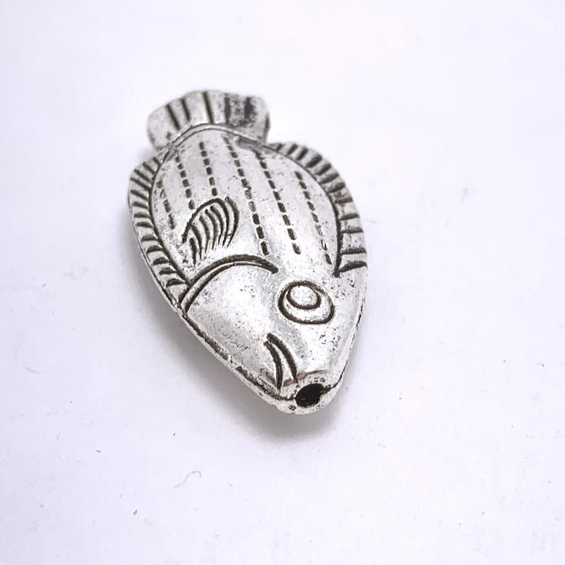 Silver Plated Fish Bead, 16x30mm
