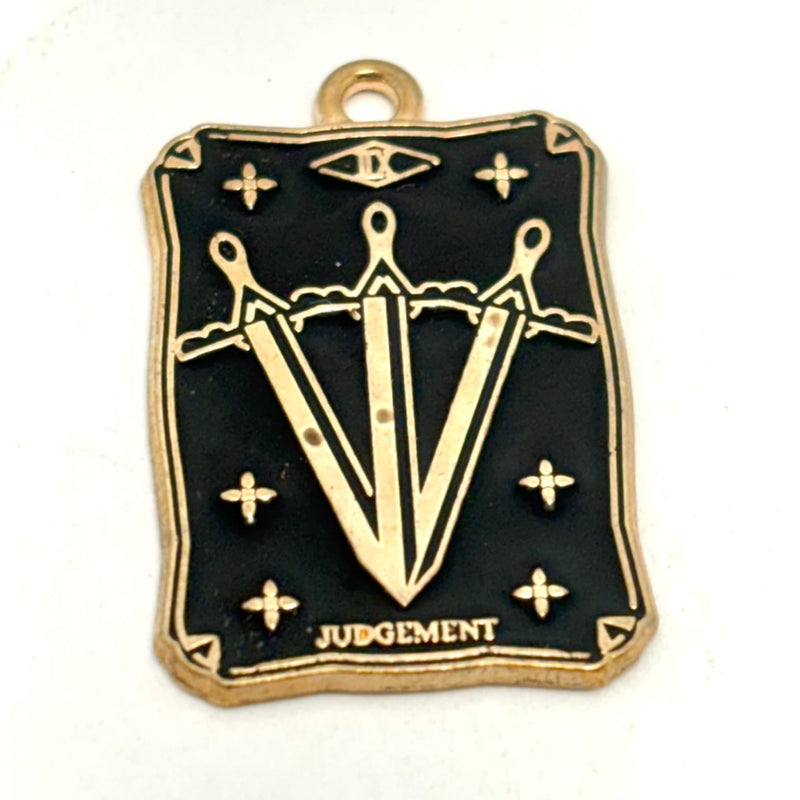 Tarot Card Charms, Black Enamel & Gold 30mm