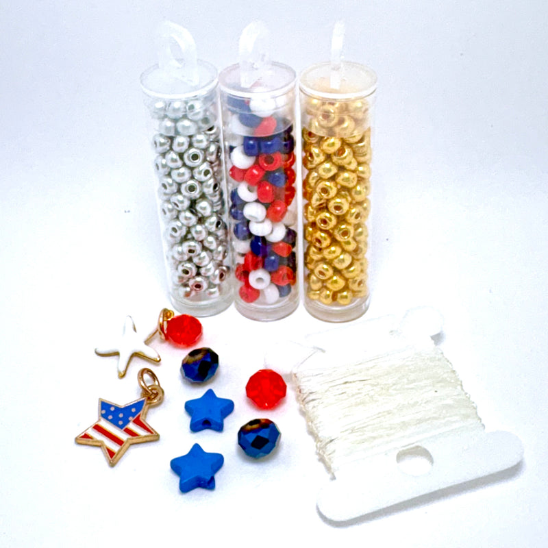Beaded Bracelet Making Kit – DIY Jewelry Craft Kit for All Ages, Patriot Colors