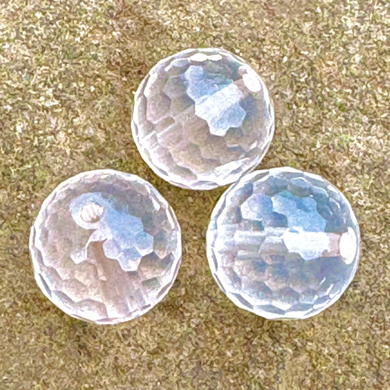 Rose Quartz, Multi-Faceted Rounds 14mm set of 3