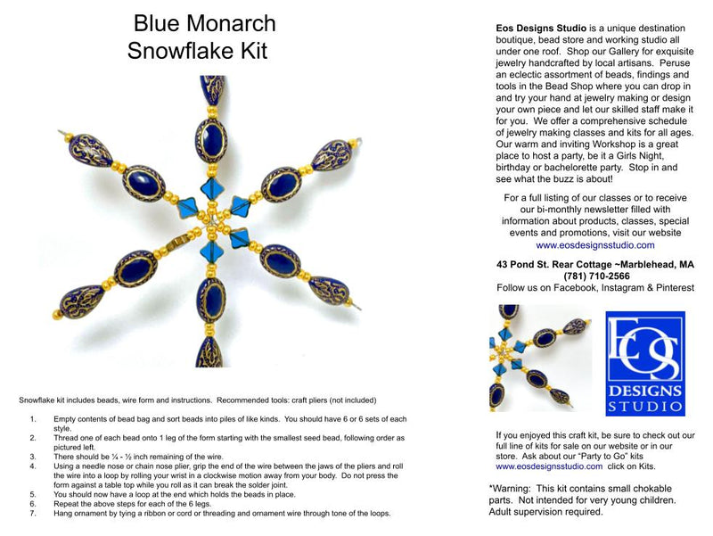 Blue Monarch Beaded Snowflake Kit