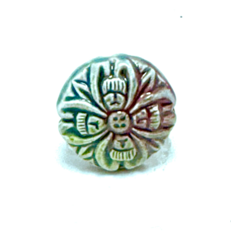 Dahlia Peruvian Ceramic Raku Bead , 22mm