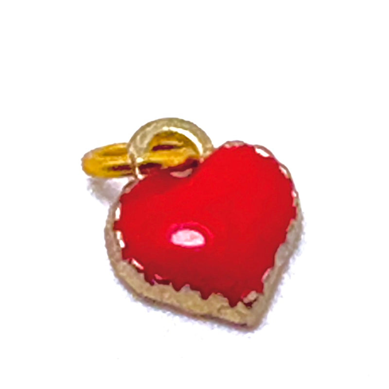 Small Enameled Red Heart Charm, 6mm Gold Plate