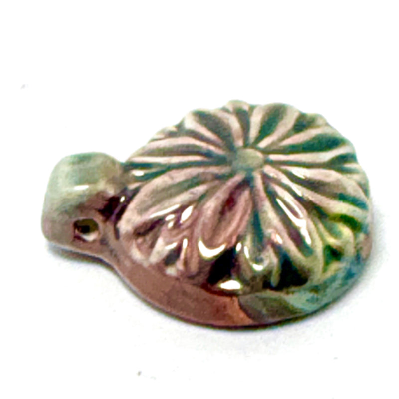 Blooming Dahlia Peruvian Ceramic Raku Pendant, 28mm