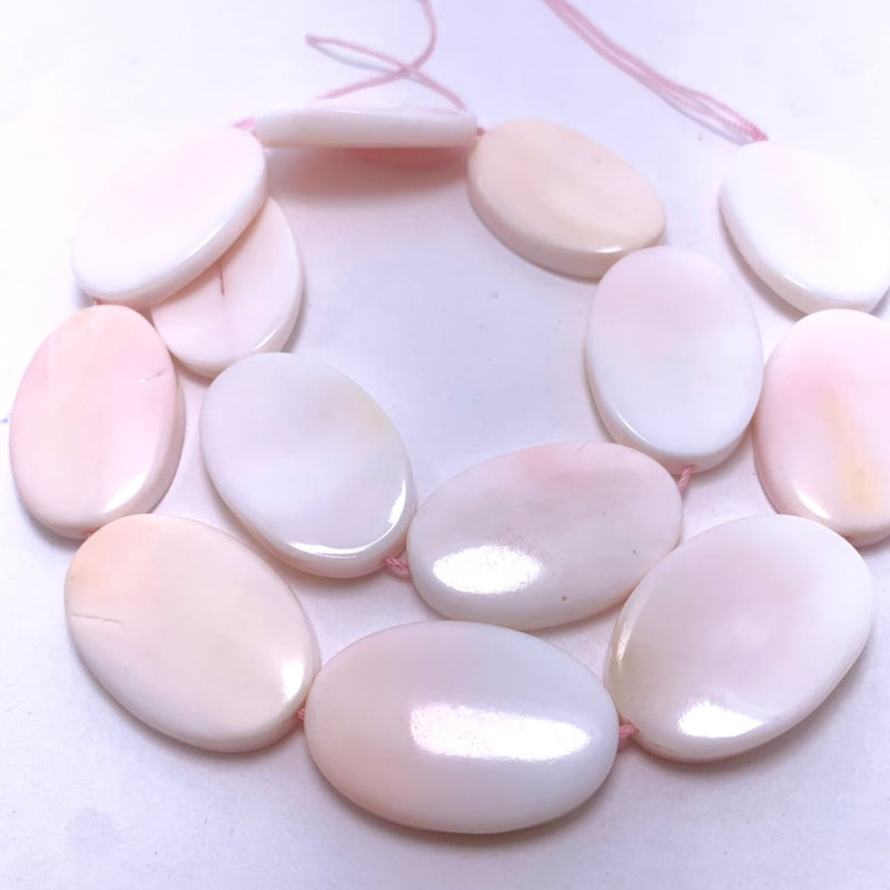 Natural Pale Pink Conch Shell Beads – Flat Oval 30x20mm