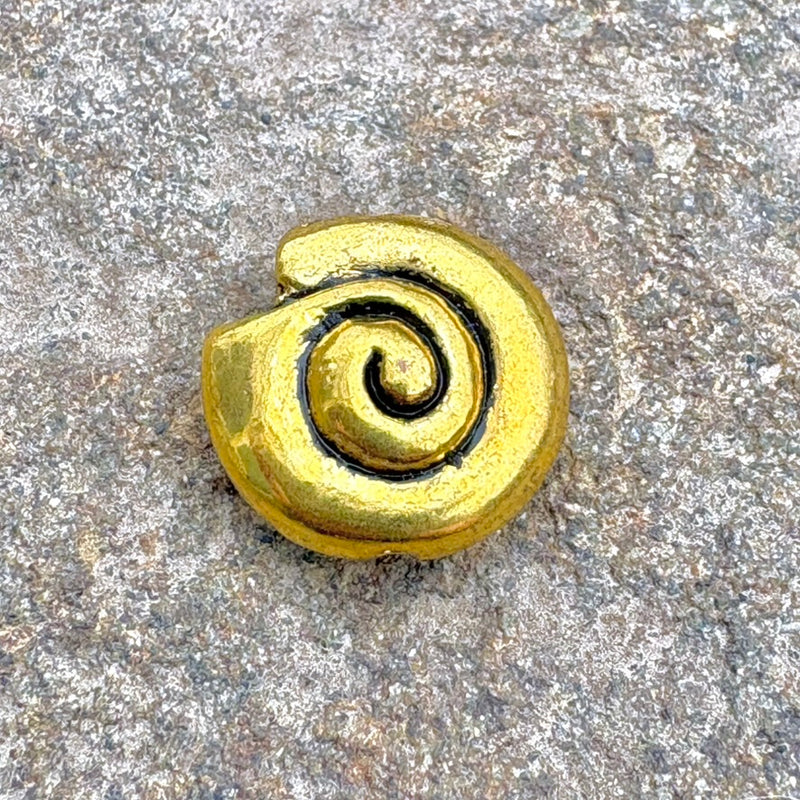 Gold Plated Spiral Coin Bead – 14mm