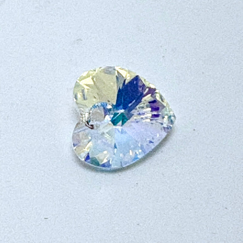 10mm Faceted Glass Heart Charm, Crystal