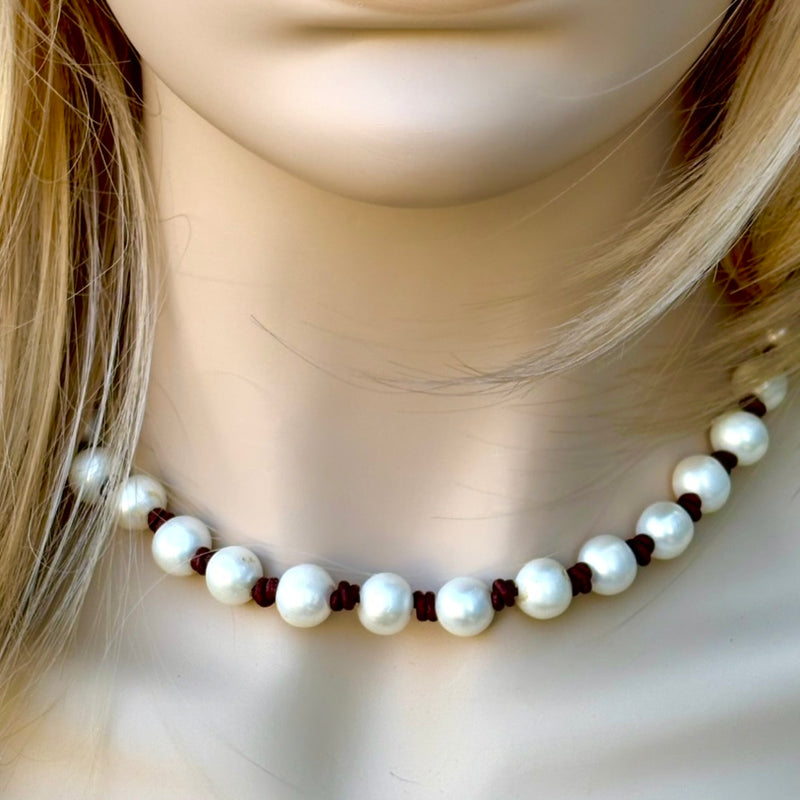Rustic Pearl Necklace, Reversible Design