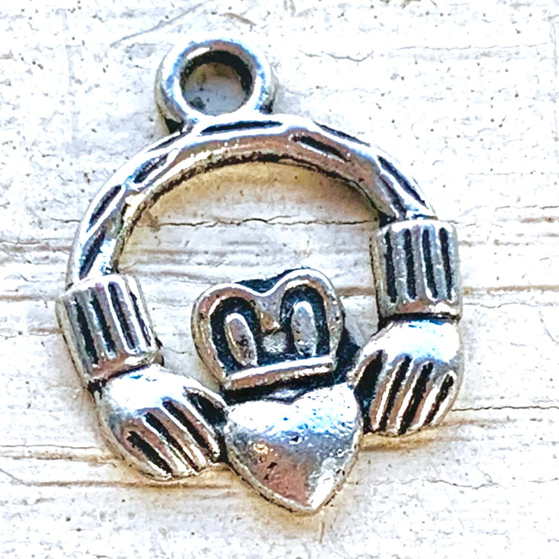 Claddah Heart Charm, Silver