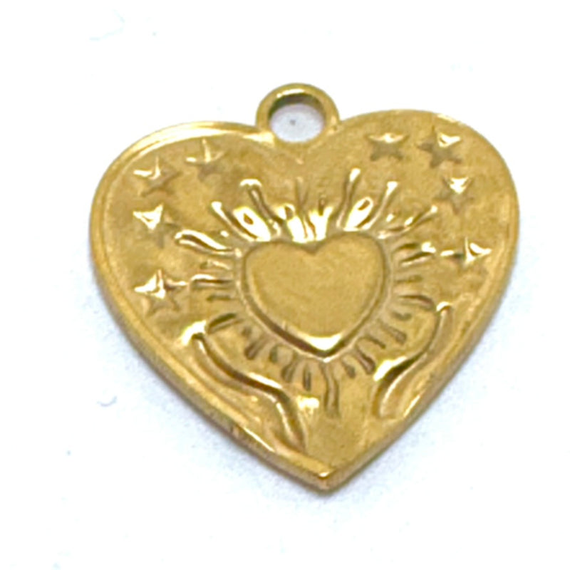 Radiant Heart Charm, Gold Plate 16mm