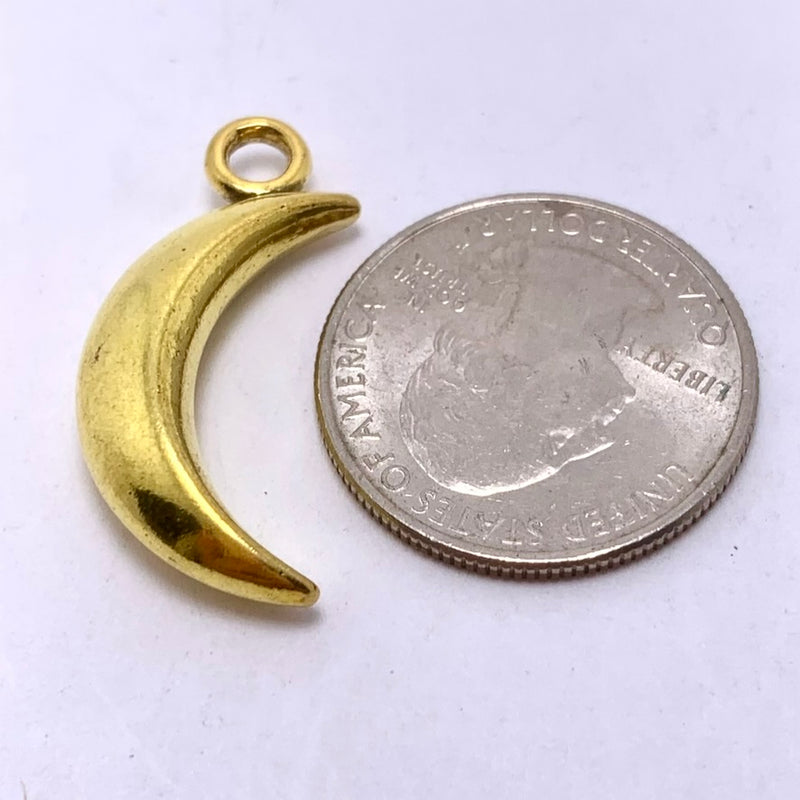 Gold Plated Crescent Moon Charm,30x7mm