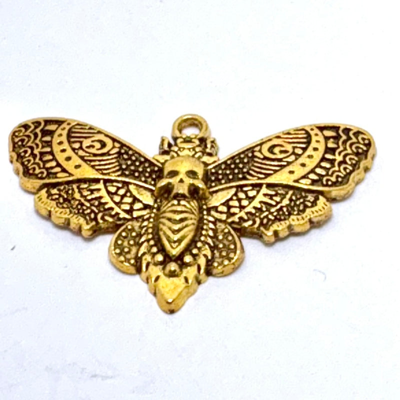 Gothic Moth Charm, Gold 26mm
