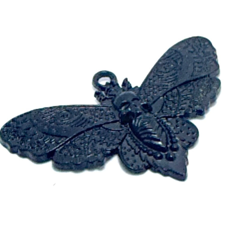 Gothic Moth Charm, Black 26mm