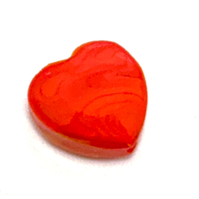 16mm Faceted Lampwork Heart Bead, Red