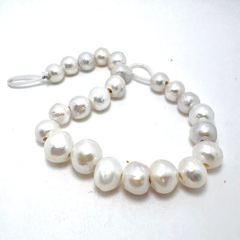 Large Hole White Round Freshwater Pearls, 9-12mm