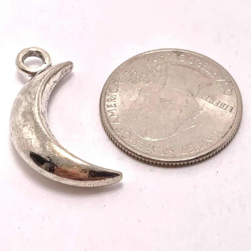 Silver Plated Crescent Moon Charm,30x7mm