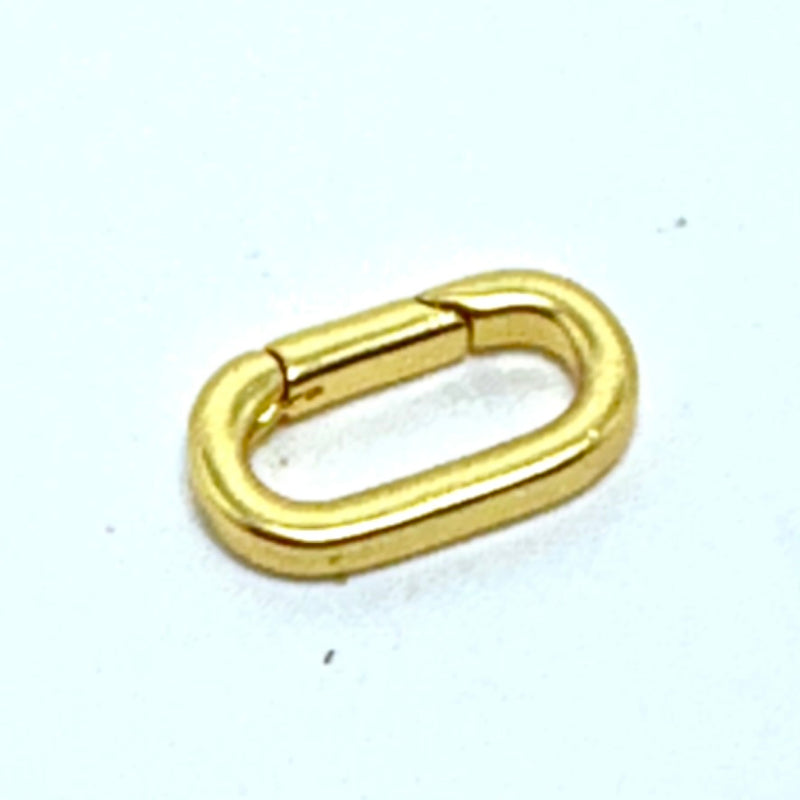 Small Rectangular Carabiner Clasp, Gold Plated, 8x14mm