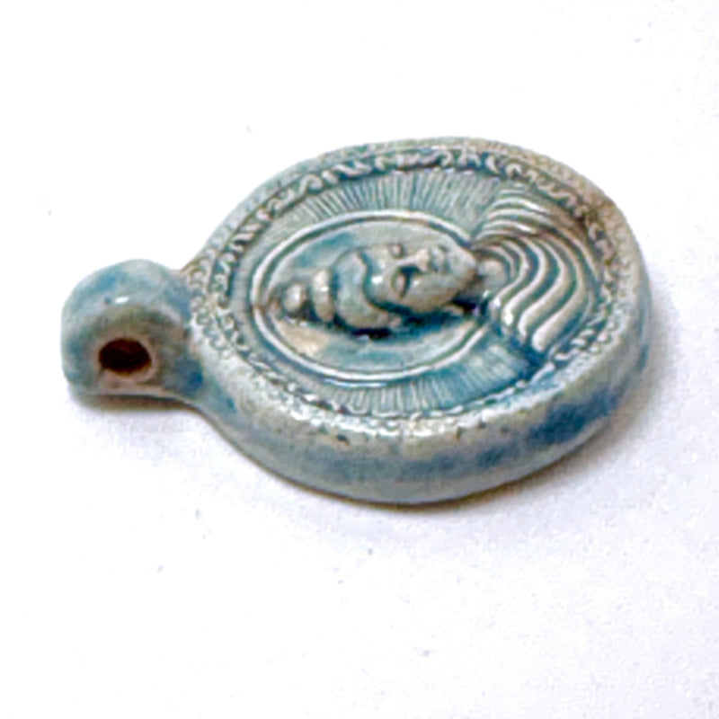 Buddha Head Peruvian Ceramic Raku Pendant, 25mm