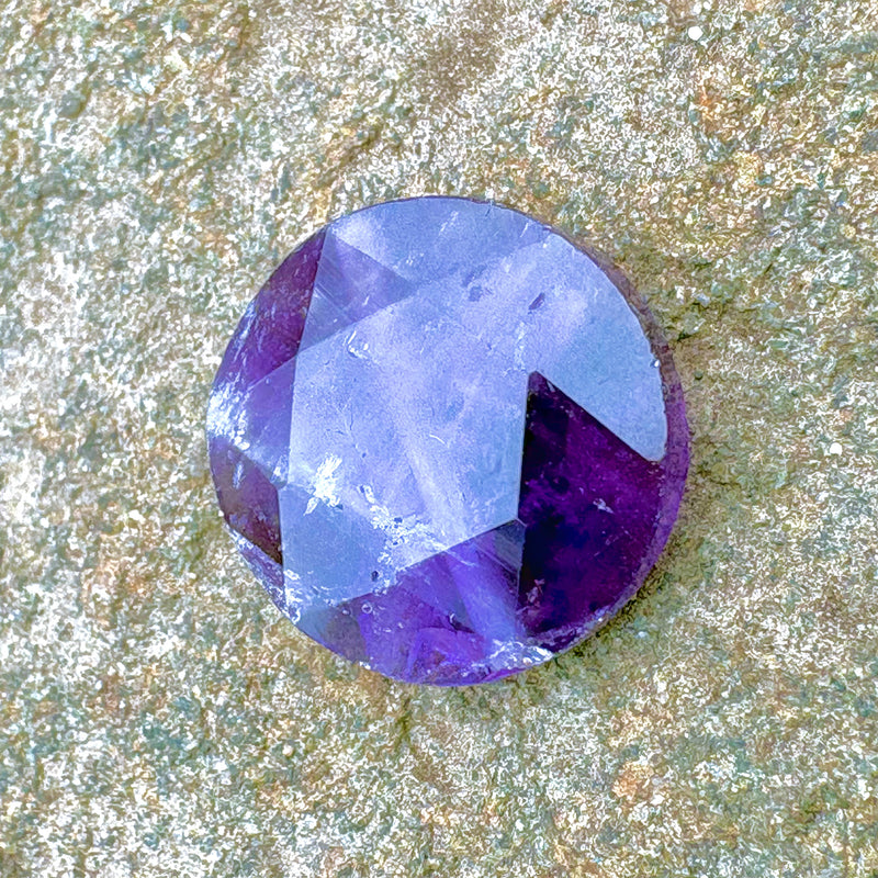 Amethyst Faceted Coin Gemstone Bead, 16mm