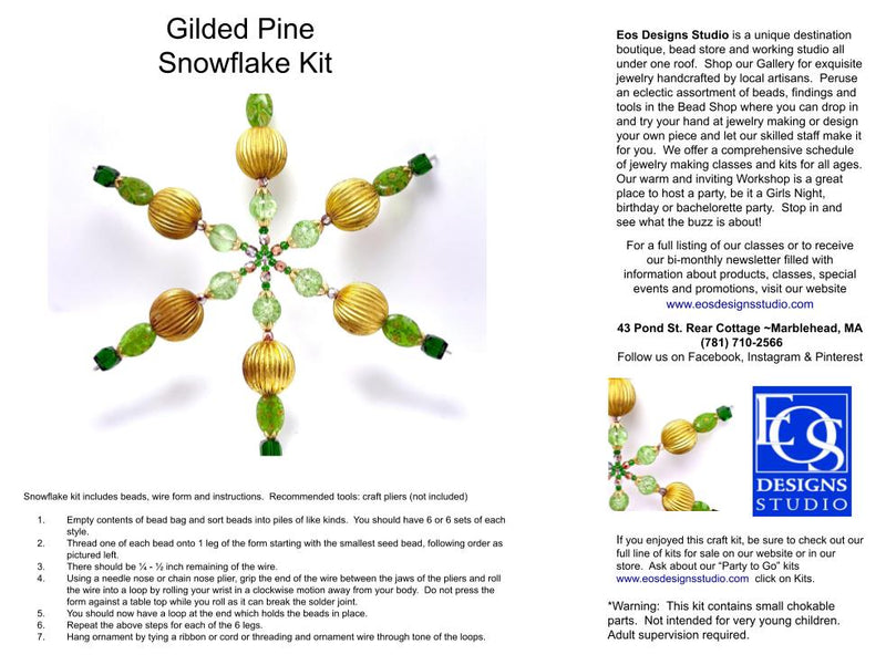 Gilded Pine Beaded Snowflake Kit