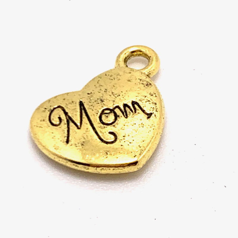 Mom Heart Charm, Gold