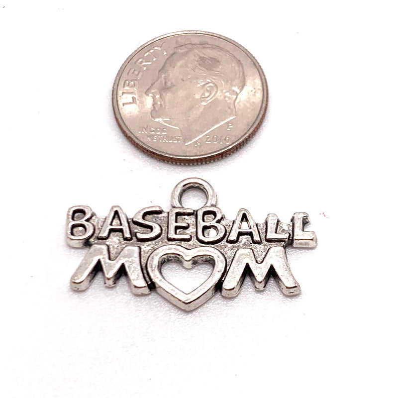Baseball Mom Charm, Silver