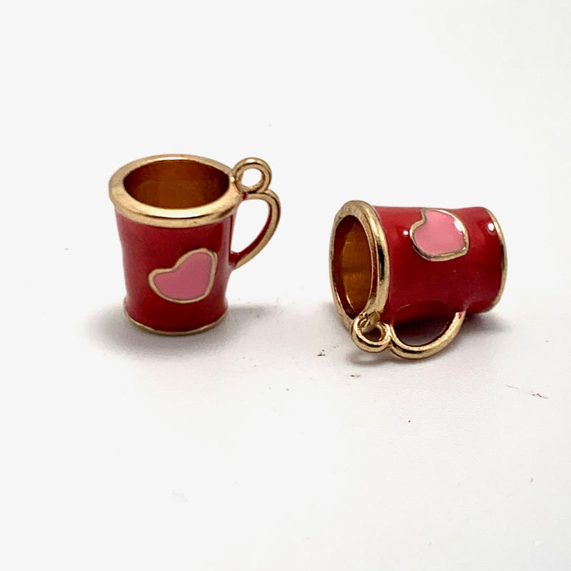 Enamel Coffee Mug Charm, Red