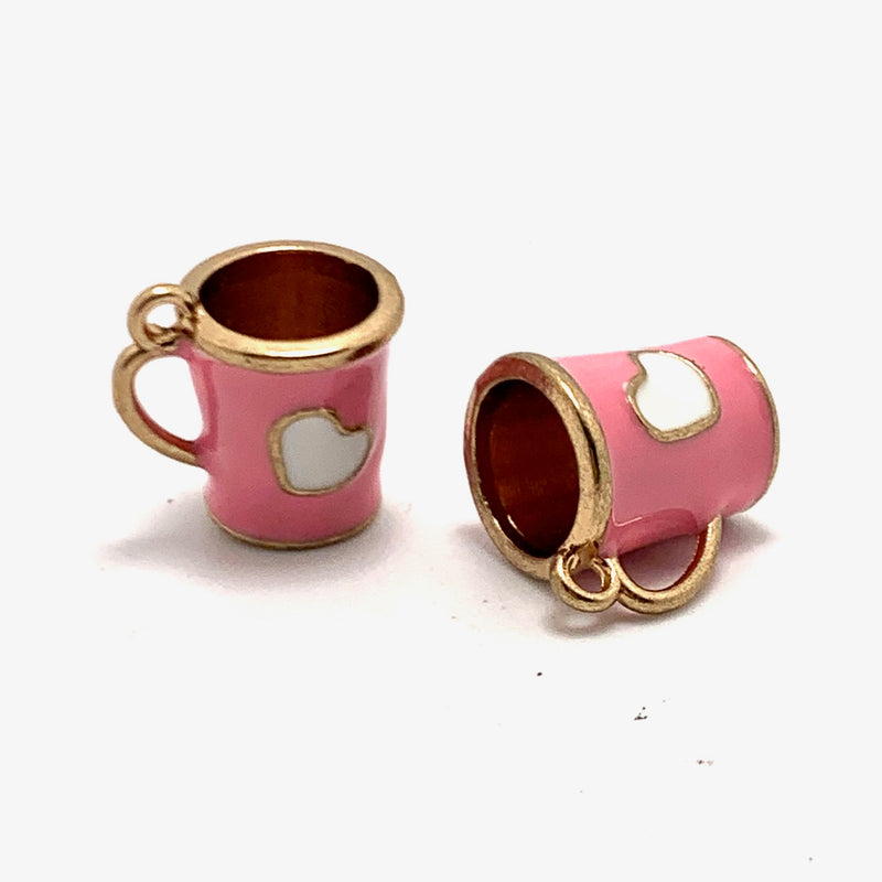 Enamel Coffee Mug Charm, Pink