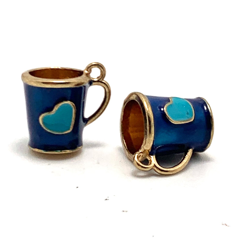 Enamel Coffee Mug Charm, Blue