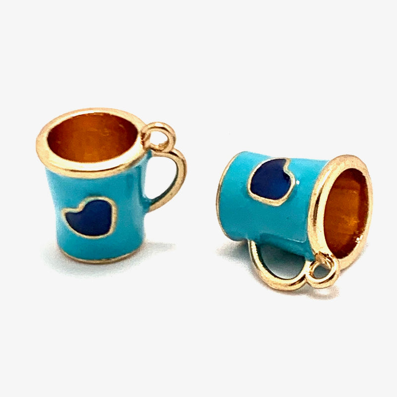 Enamel Coffee Mug Charm, Turquoise