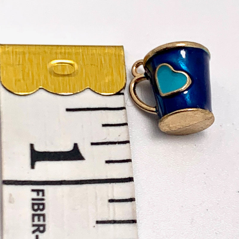 Enamel Coffee Mug Charm, Blue