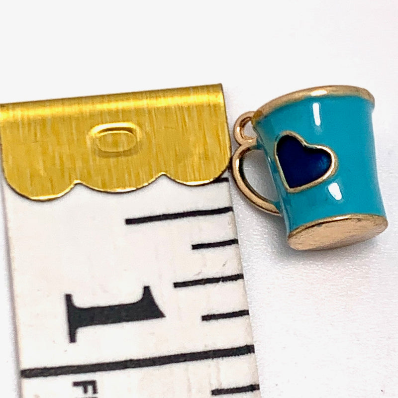 Enamel Coffee Mug Charm, Turquoise