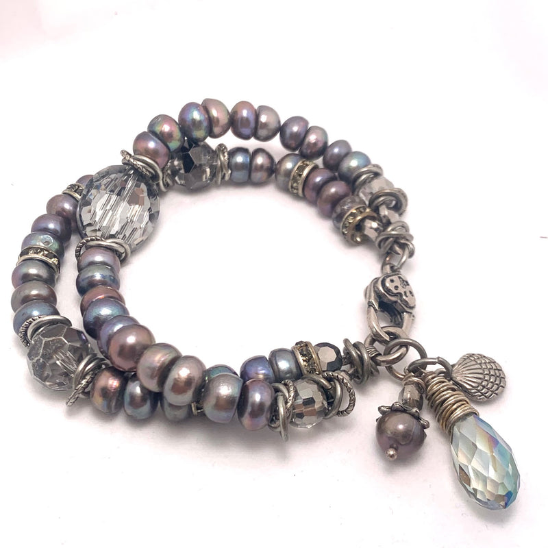 Grey Pearl Double Strand Bracelet