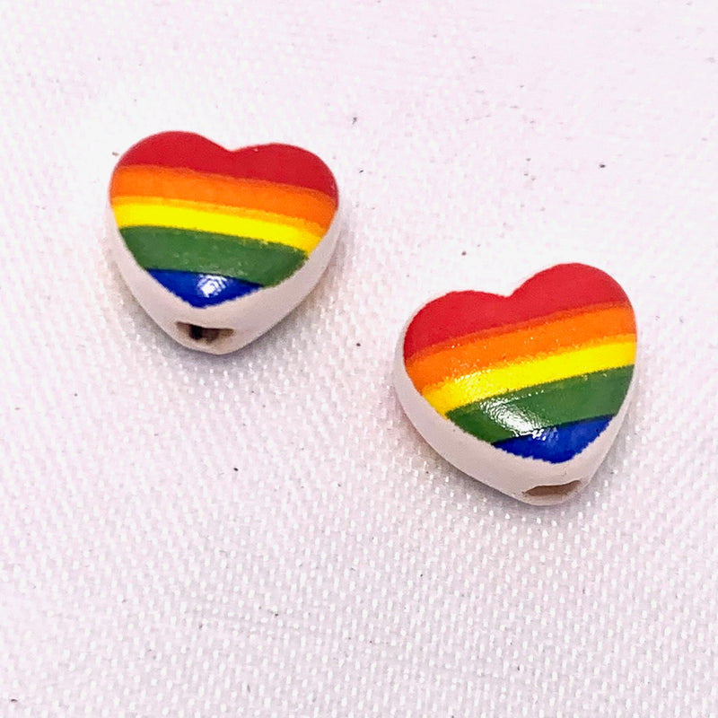 Rainbow Pride Heart Peruvian Ceramic Bead