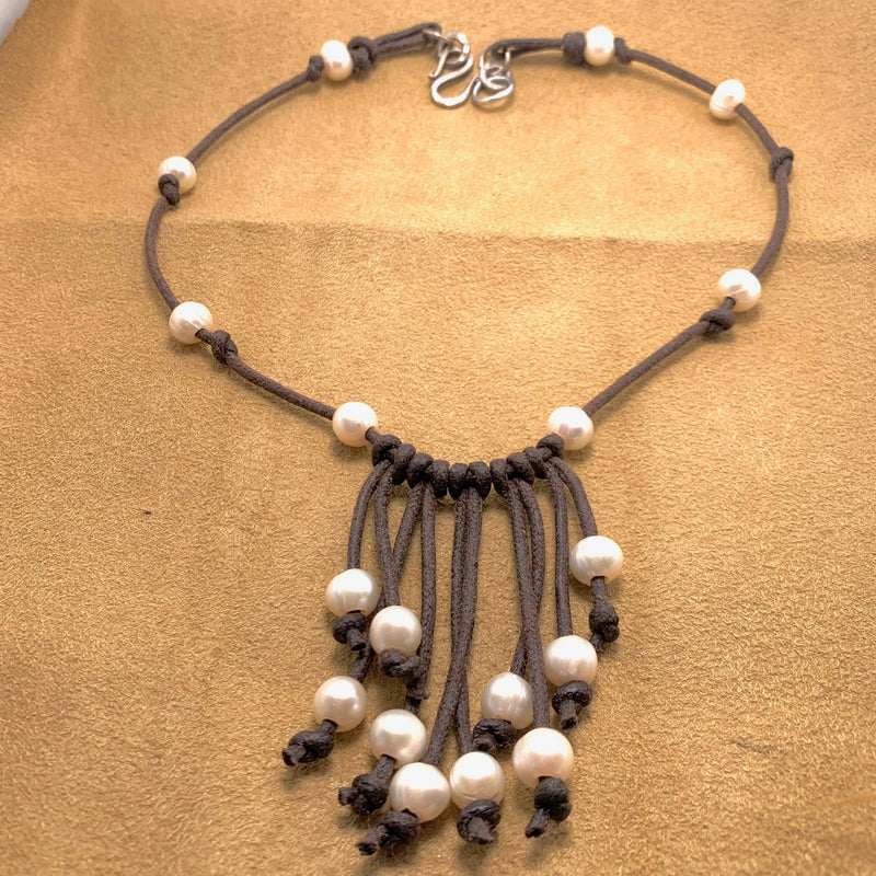 Leather & Bead Bibb Necklace 6/8/23