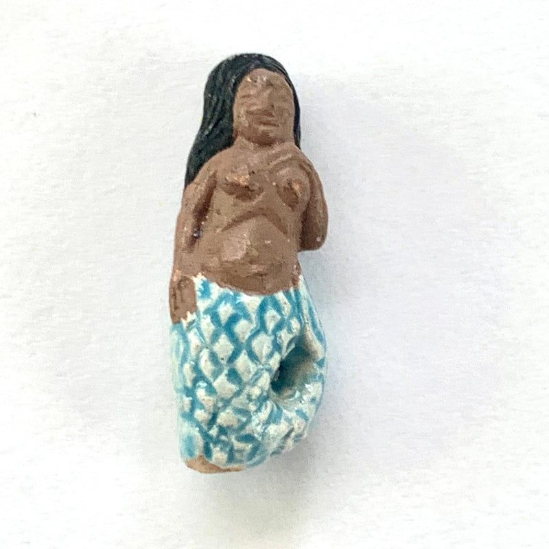 Mermaid Peruvian Ceramic Bead, Dark Skin and Hair small